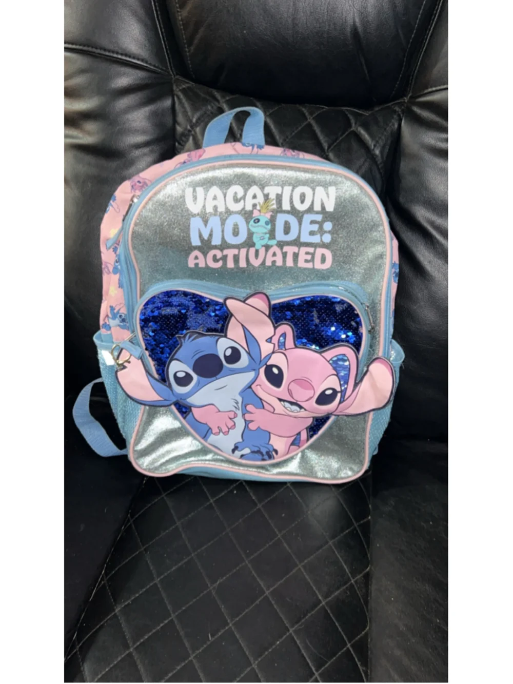 Girls Disney Stitch Vacation Mode Backpack One Size Silver Blue